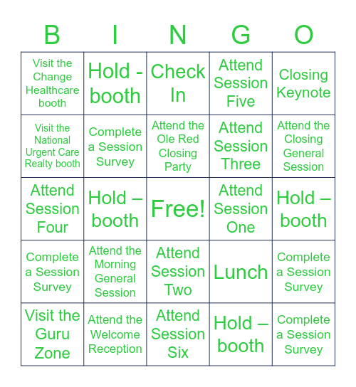 Urgent Care Connect Bingo Card