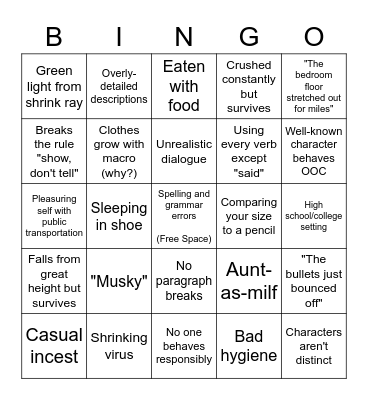 Macro/Micro Story Bingo Card