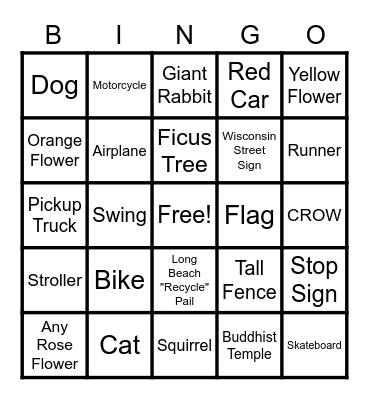 Neighborhood Walk Bingo Card