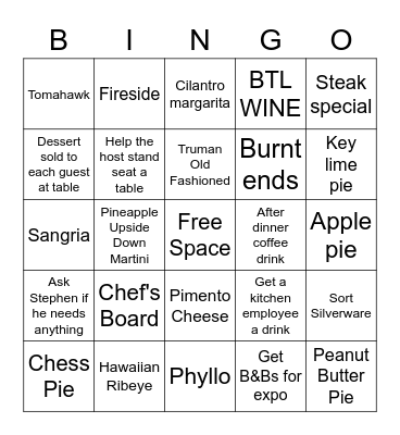 Server Bingo Card