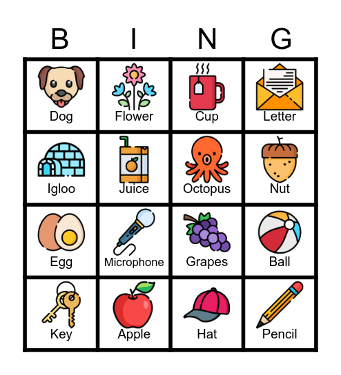 Alphabet  Bingo Card