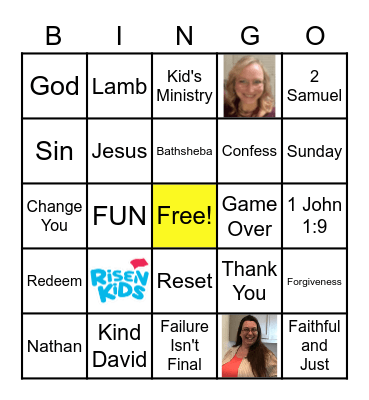 King David and Bathsheba Bingo Card