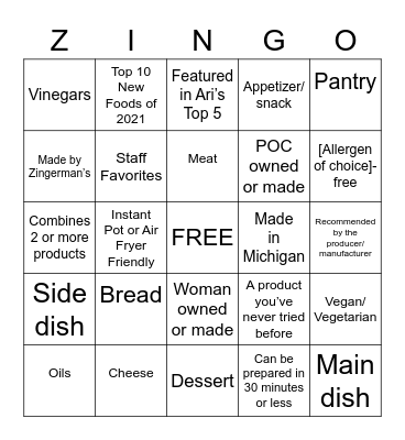 The Great Recipe Round-Up! Bingo Card