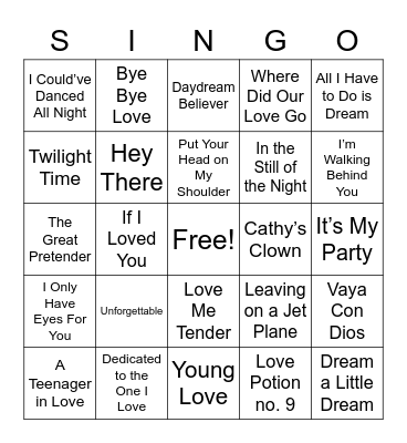 ❤️ SINGO ❤️ Bingo Card