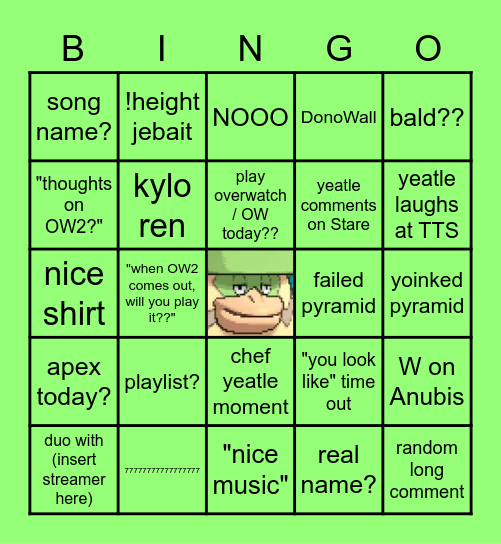 Yaytle Bingo Card