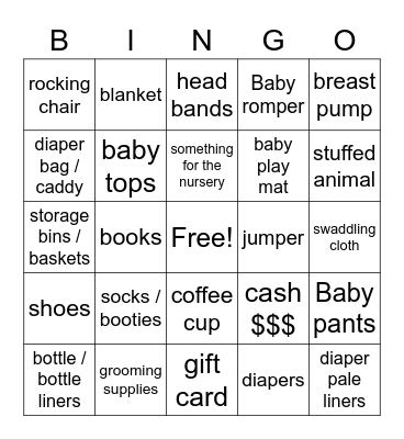 Baby Bingo Card