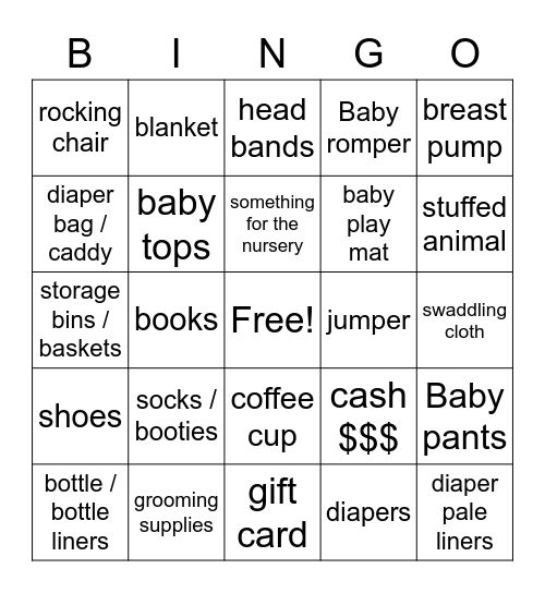 Baby Bingo Card