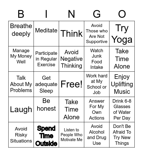 HEALTHY LIFESTYLE Bingo Card