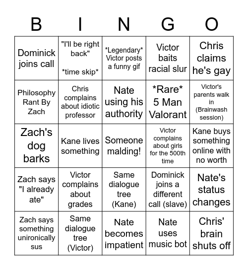 Neo Drop Bingo Session! Bingo Card