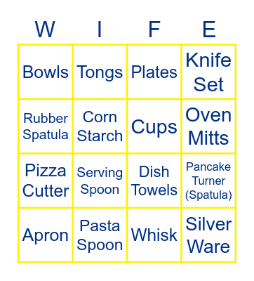 Bridal Bingo Card