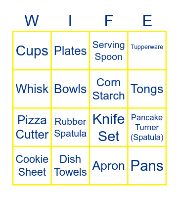 Bridal Bingo Card