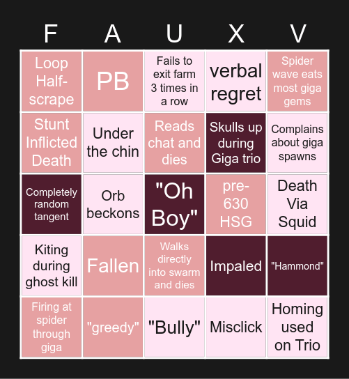 Fauxev Bingo no.2 Bingo Card