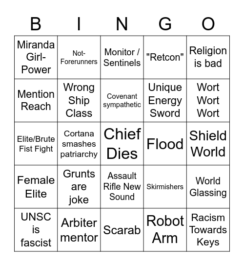 Halo Series Bingo Card