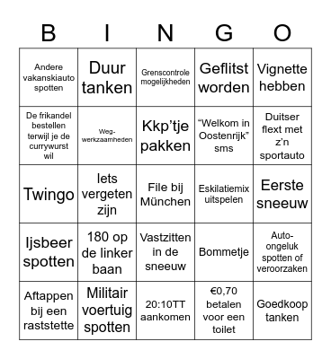 Vakanski-go Bingo Card