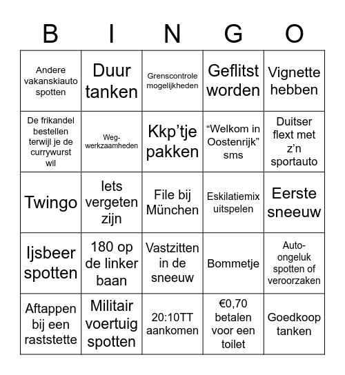 Vakanski-go Bingo Card