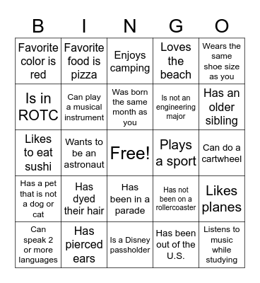 Find Someone Who... Bingo Card