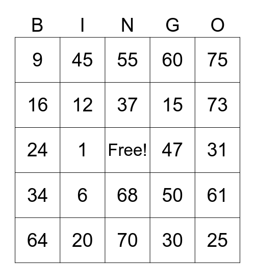 Untitled Bingo Card