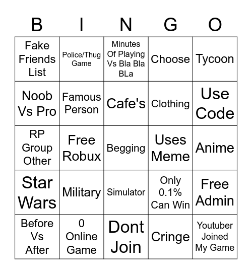 Untitled Bingo Card