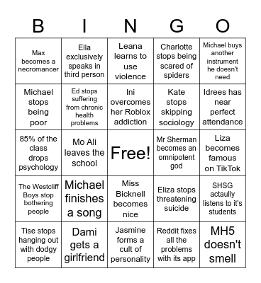 McKenzie's 2022 Bingo Card