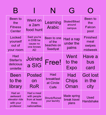 FALCON BINGO Card