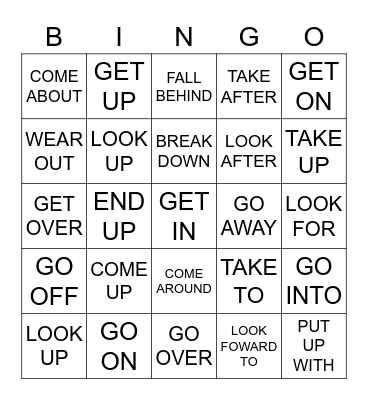 PHRASAL VERBS Bingo Card