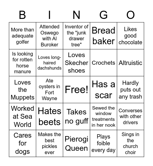 Happy Birthday Carol 2022! Bingo Card