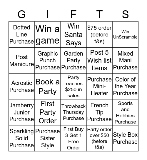 Christmas in July Bingo Card