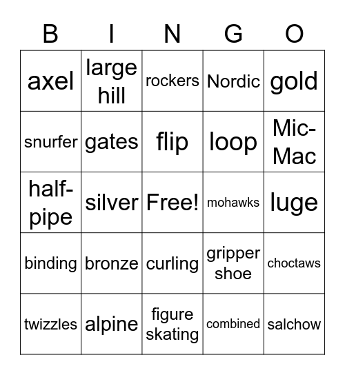 Beijing 2022 Bingo Card