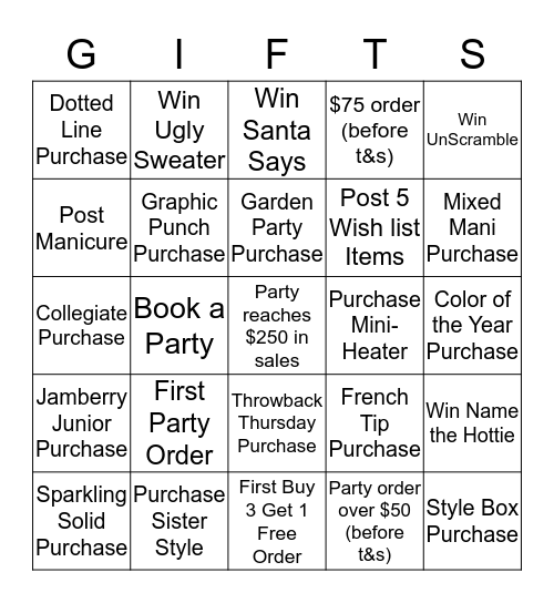 Christmas in July Bingo Card