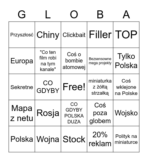 Globalista bingo Card