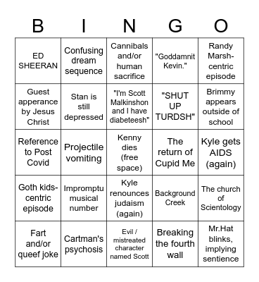 Season 25 Premier! Bingo Card