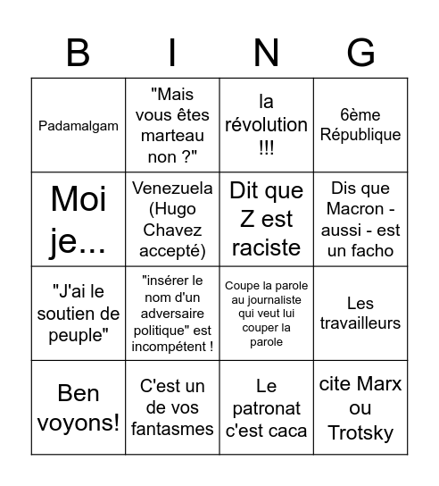 La méluch Bingo Card