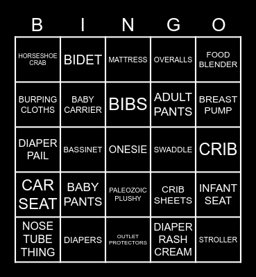 PROGENY SHOWER GIFT BINGO Card