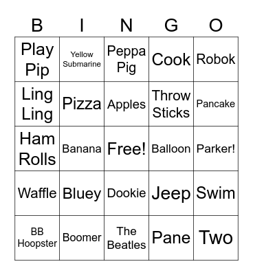 Waylon! Bingo Card