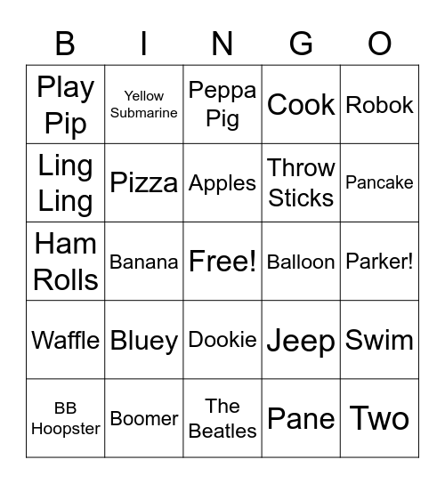 Waylon! Bingo Card