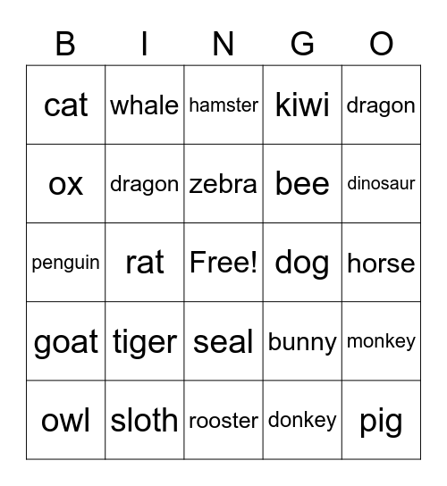 LUNAR NEW YEAR Bingo Card