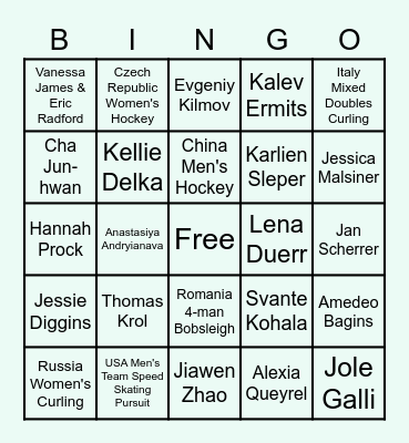 2022 Beijing Olympic Bingo Card