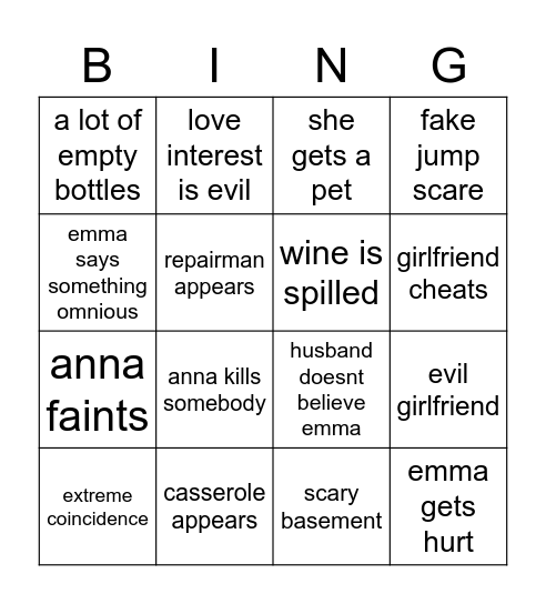 the woman in the house across the street from the girl in the window Bingo Card