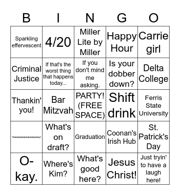 Carrie's Birthday and Graduation PARTY! Bingo Card