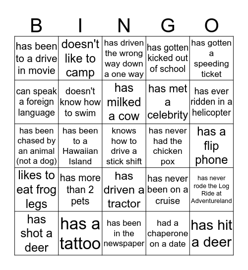 Brown Family Reunion, 2015, Bingo Card