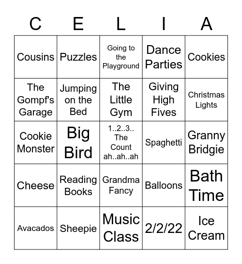 2nd Birthday Bingo Card