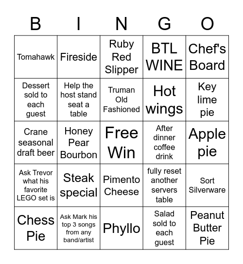 Server Bingo Card