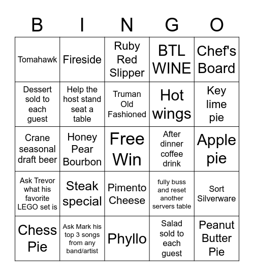 Server Bingo Card