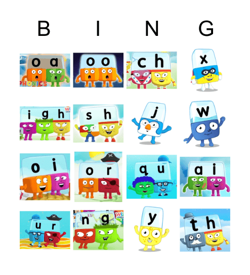 Alphablocks Bingo Phase 3 Bingo Card