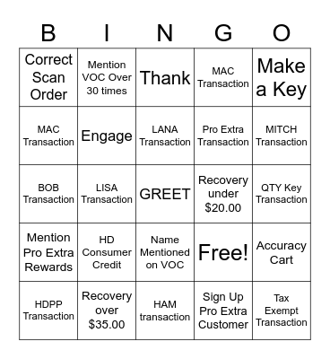 GREET.     ENGAGE!      THANK! Bingo Card