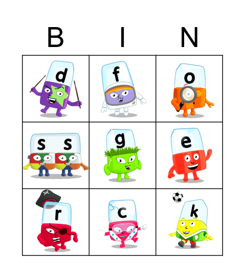 Alphablocks Phase 2 Bingo Card