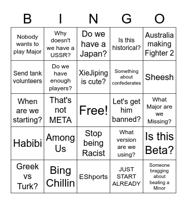 HoI4 MP Lobby Bingo Card