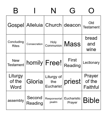The Mass Bingo Card