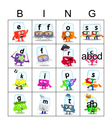 Alphablocks Phase 2 Bingo Card