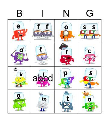 Alphablocks Phase 2 Bingo Card